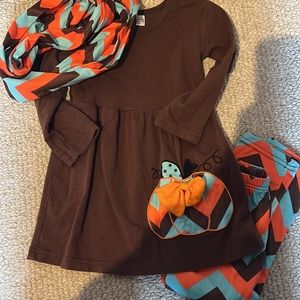 2T pumpkin scarf set